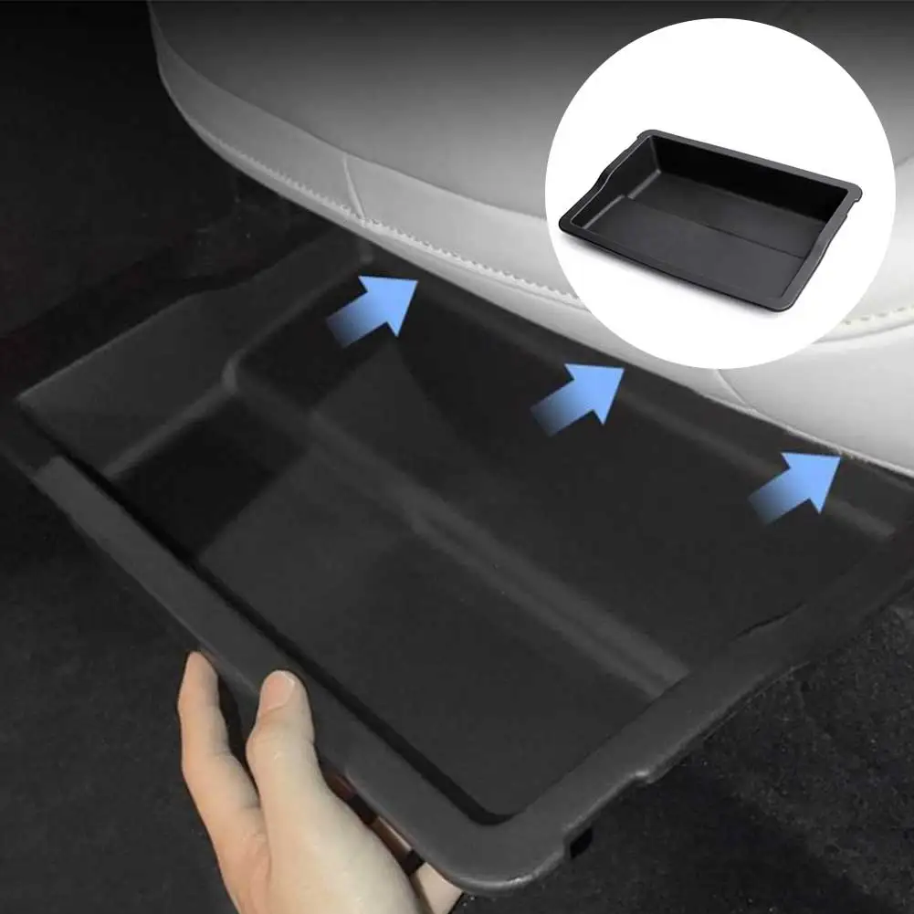 Organizador de caja de almacenamiento debajo del asiento para XPeng para G6 (2023-2025), bandeja de almacenamiento oculta de TPE impermeable, organizador de coche Push Pull negro