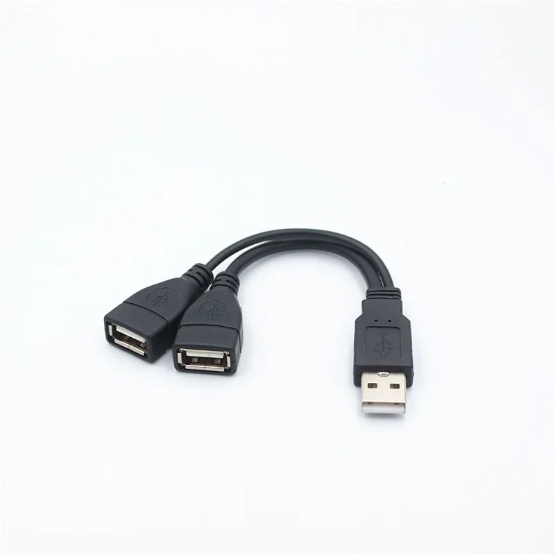 1 Wtyczka męska na 2 gniazda żeńskie Przedłużacz USB 2.0 Y Przewód danych Kabel zasilający Konwerter Rozgałęźnik Kabel USB 2.0 15 cm 30 cm