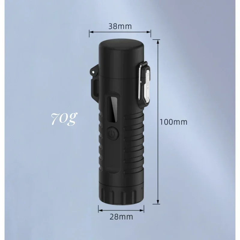 Metal Windproof Waterproof Pulse Dual Arc Type C Rapid Charge Electronic Lighter with Strong Light Flashlight Outdoor Lighters