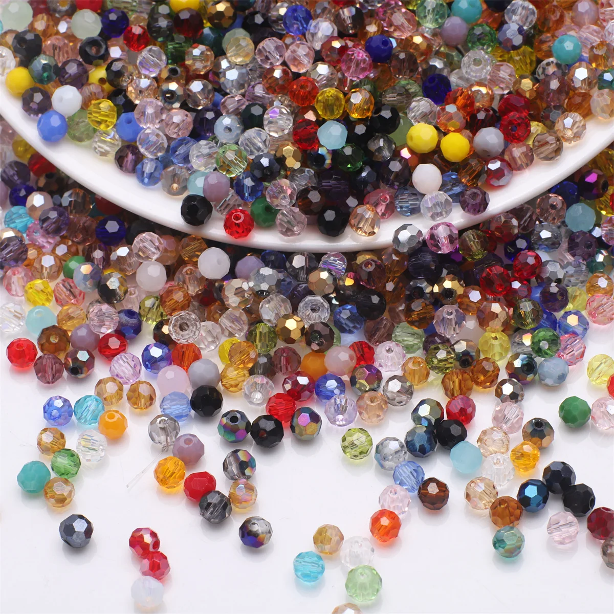 200Pcs/Lot 32Facets Round Ball 4mm Faceted Crystal Glass Loose Spacer Beads for Jewelry Making DIY Bracelets Crafts Accessories