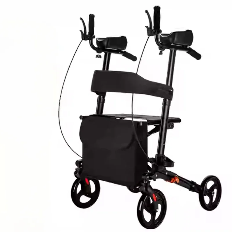 

Elderly Can Push and Sit Walker, Elderly Walking Aid Walker, Foldable Four-wheeled Cart, Disabled Auxiliary Car