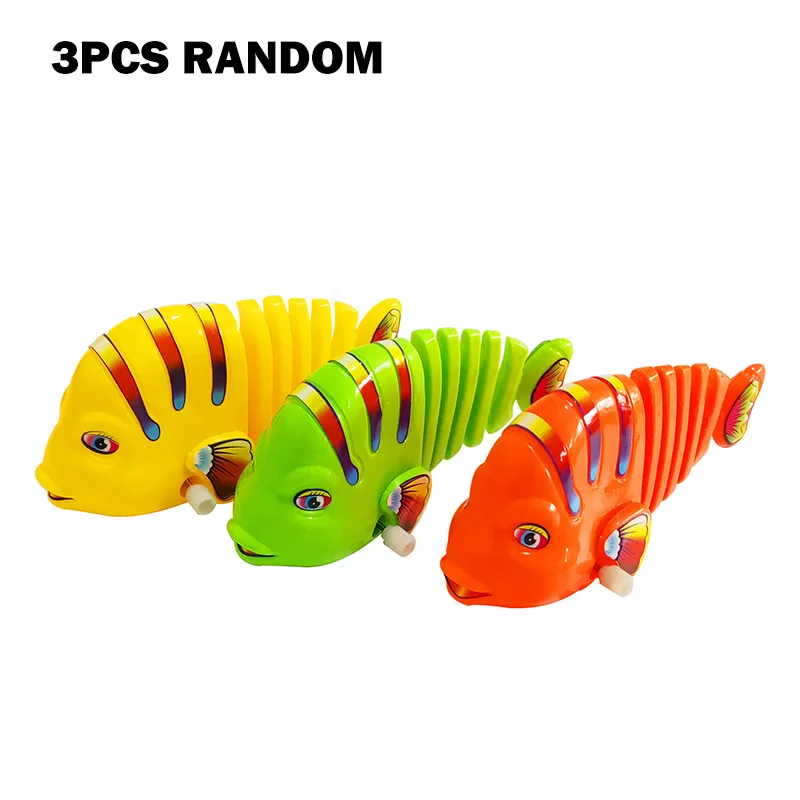 Plastic Wind-Up Wiggle Fish Toys Running Clockwork Classic Toy Newborn Spring Toys for Children