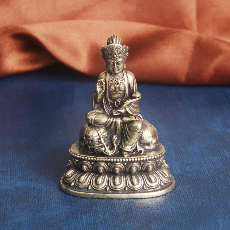 

Латунная статуэтка Будды Самантабхадры, настольное украшение, религиозный оберег, статуя Гуаньинь, декоративное изделие, антикварная бронза, оптом