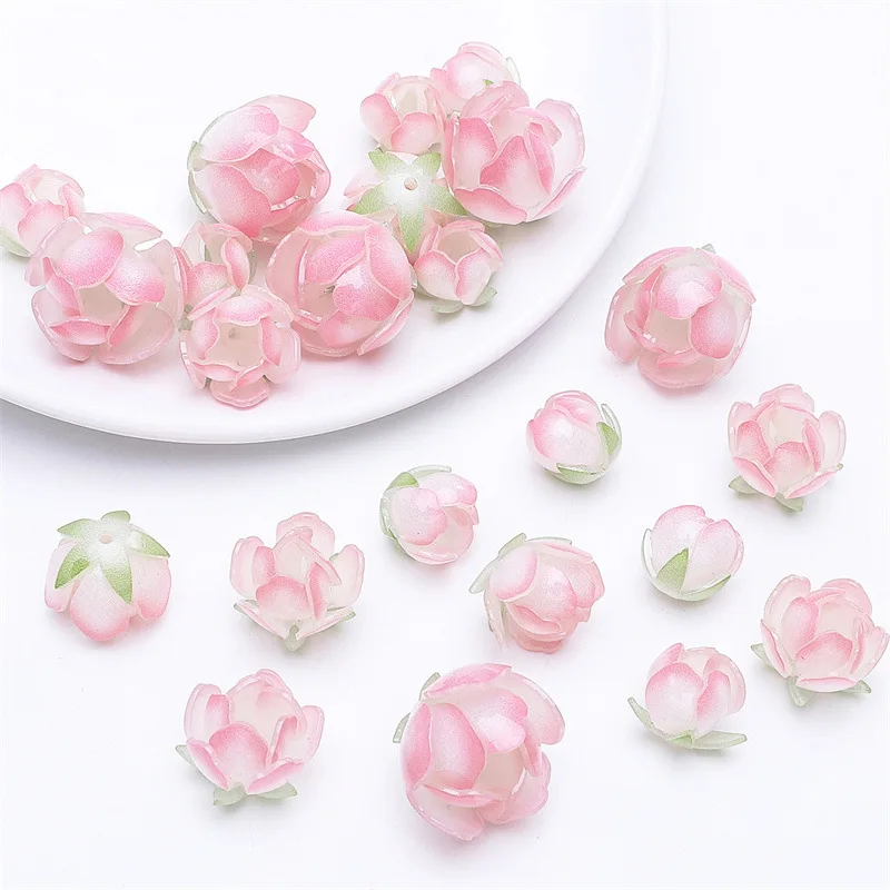 

3D Peach Blossom Beads Charms For Jewelry Making Multi Size Flower Acrylic Beads Diy Handmade Bracelet Pendant Decor Accessories