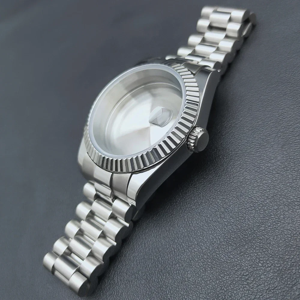 36MM/39MM Watch Case Fit NH34 NH35 NH36 ETA2824 2836 Movement Sapphire 100m Waterproof Presidential Bracelet Strap