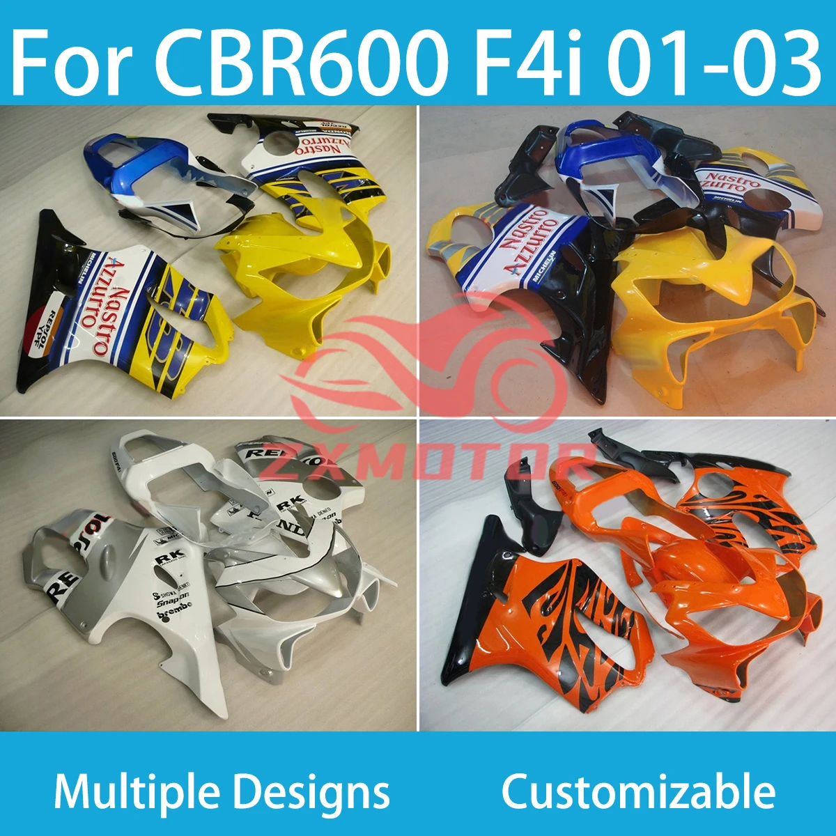 Fine Fairing Kit for Honda CBR600 F4i 2001 2002 2003 Available in Multiple Color Scheme Fairings CBR 600 F4i 01-03