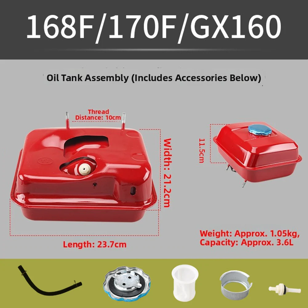 Fuel Petrol Tank With Cap & Filter Fits For GX140 For GX160 For GX200 Engine Part Fuel Tank 3.6L Replacement Lawn Mower Parts