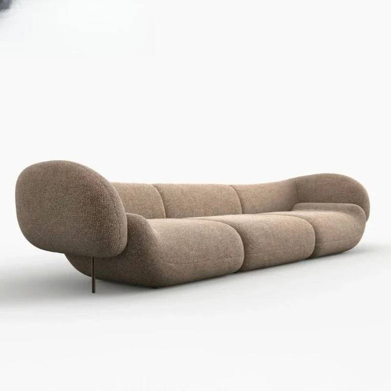 Cream Internet celebrity sailing design U-shaped armrest sofa retro cotton and linen fabric double triple sofa