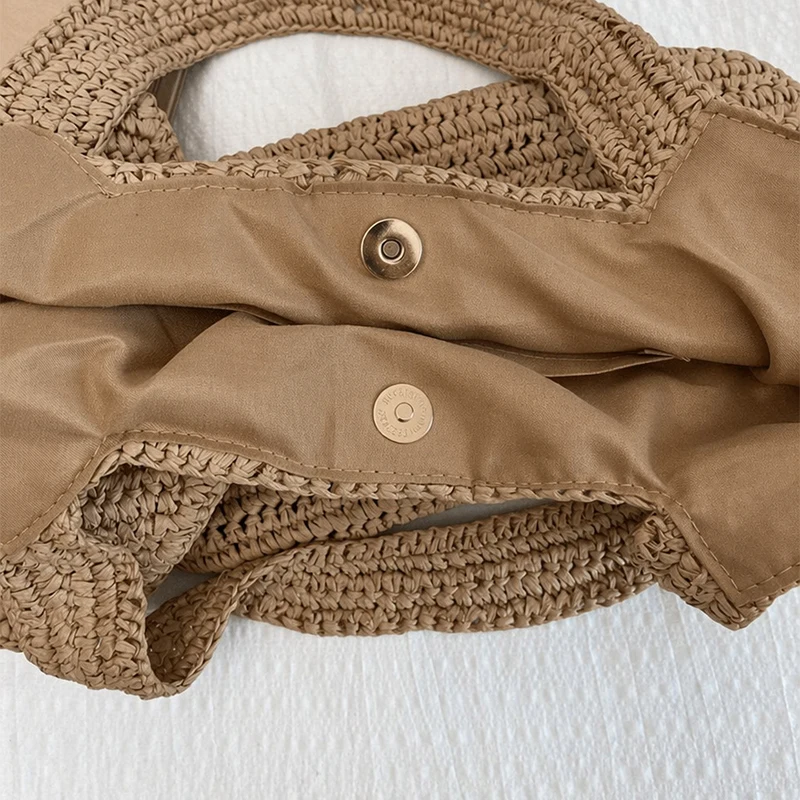 Elefantenförmige Raffia Handgewebte Strohtasche, Damen Schultertasche, Sommer Strand Urlaub Seaside Casual Tragetasche, Leichtgewichtig – Detail 7
