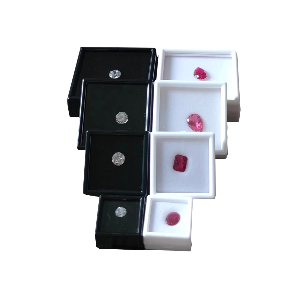 White Diamond Storage Box 3-0mm Gemstone Jewelry Display Organizer Bare Stone Packaging Cover Tray Holder Box for Show Store IGI