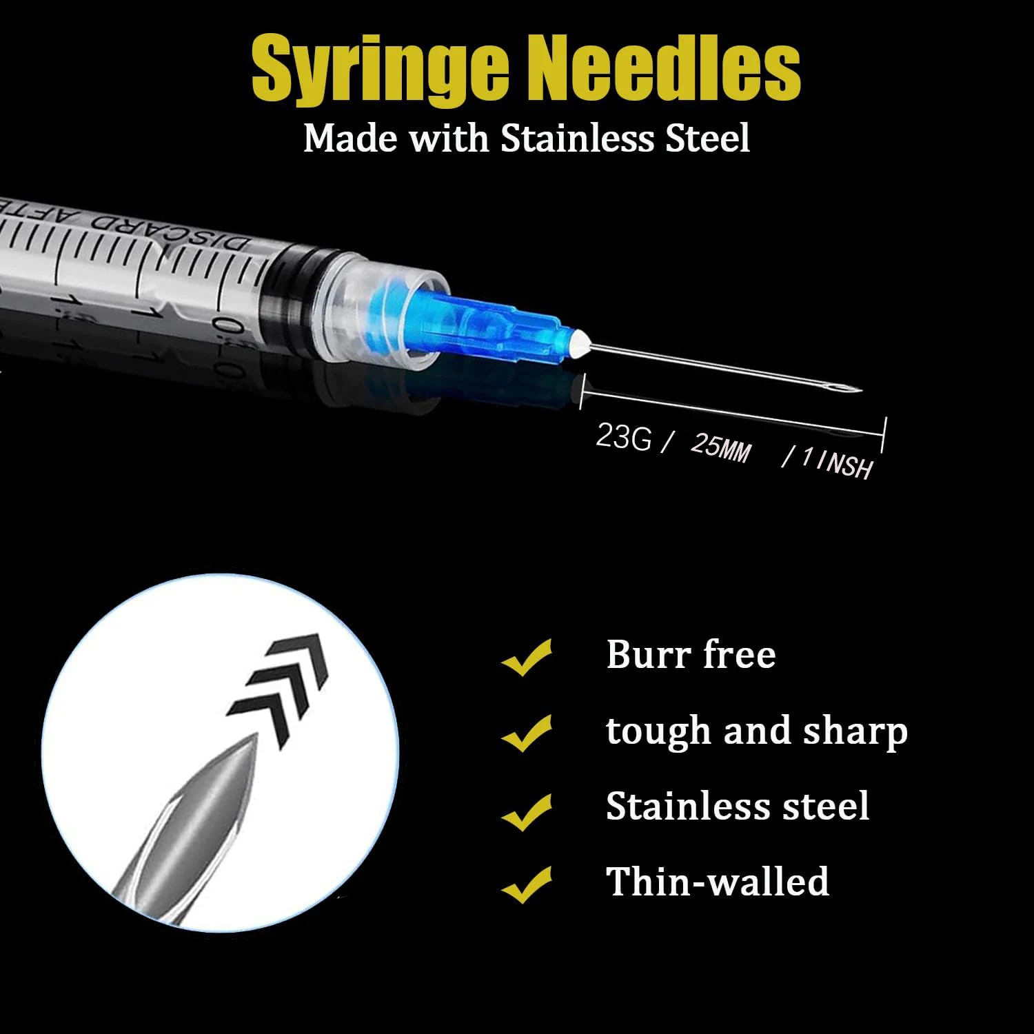 0Pack 3ml 23Ga 1inch Luer Lock Syringe Individually Packaged for Scientific Labs, Liquids Refilling and Measuring