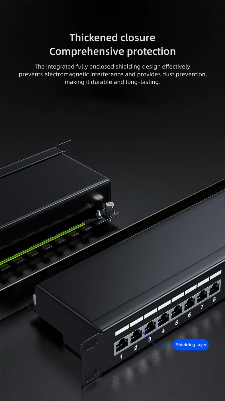 Dtech High Quality Net-work CAT6 Shielded Patch Panel Suitable for Computer Room Wiring Monitoring Center