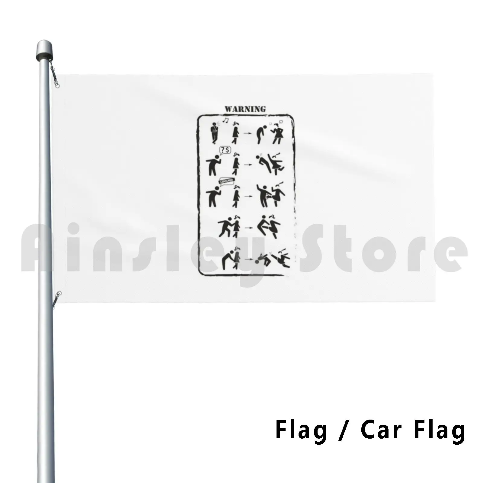 Street Harassment-Warning Black Pictograms Flag Car Flag Funny Anti Sexual Harassment Womens Right