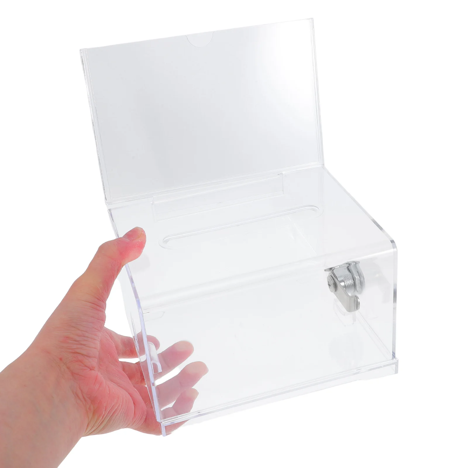 

Acrylic Ballot Box with Sign Holder Transparent Suggestion Box for Elections Contests Classrooms Offices Voting and Donation