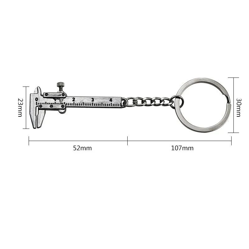 Key Chain Portable Mini Metal Ruler Vernier Caliper Ruler Movable Vernier Caliper Ruler Model Keychain Creative Gift