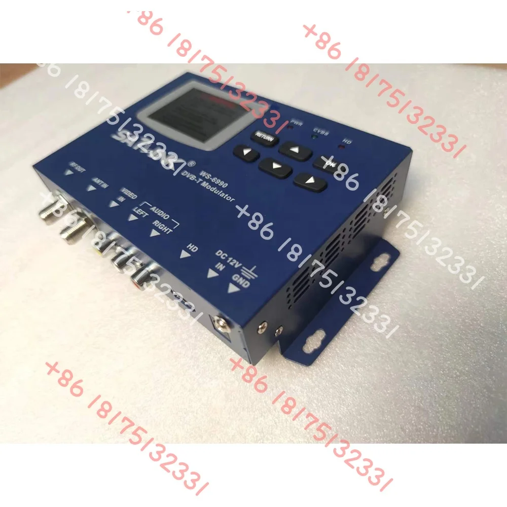 Satlink WS-6990 สี LCD Ground Finder R f Modulator AV HD to DVB-T DVB-C ISDBT Encoder Modulator