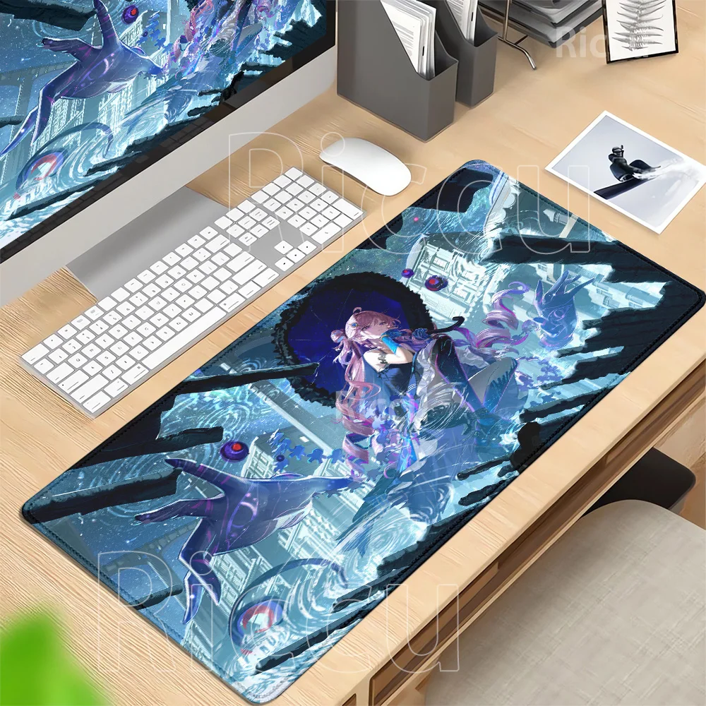 Gaming Mousepad Wuthering Waves Denia Kawaii Anime Girl Keyboard Office Non-slip Mouse Pad Rubber HD Printing overlock Desk Mat