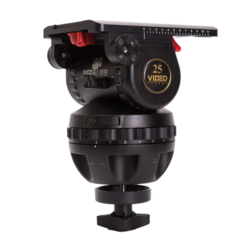 JIEPAI V25 PRO Heavy Duty Fluid Head Professional Video Camera Tripod Head 150mm Bowl 40KG with Pan bar for ENG FILM