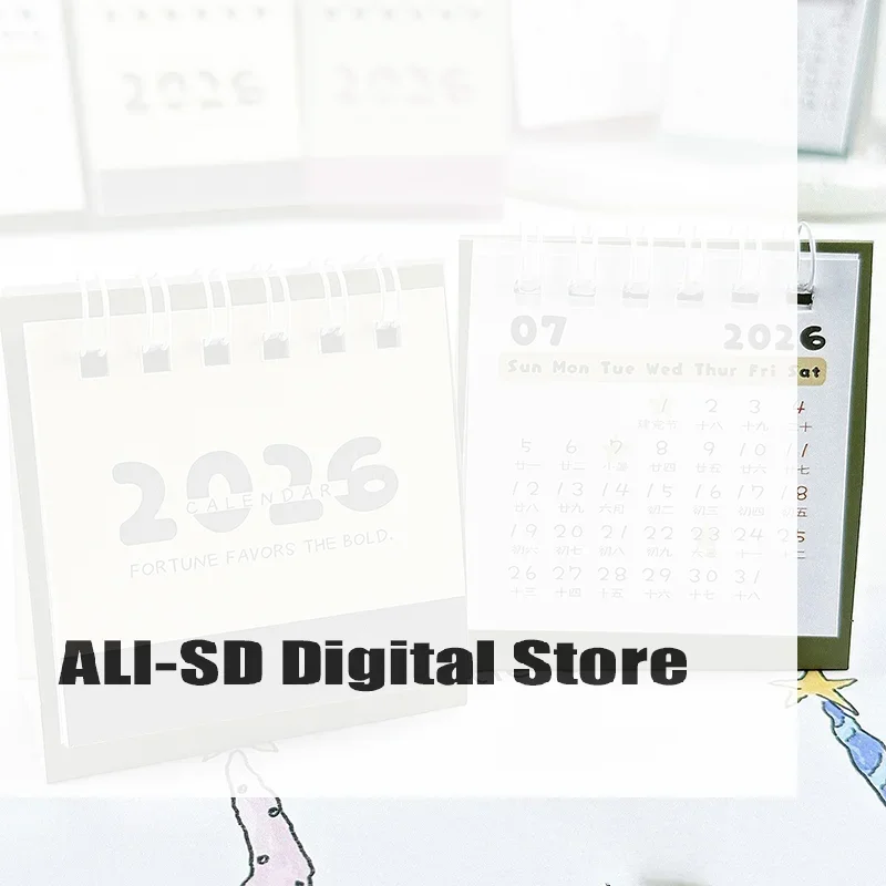 2026 Paper Mini Simple Calendar Small Desk Calendar Creative Coil Calendar Planner Desktop Decoration Office Stationery