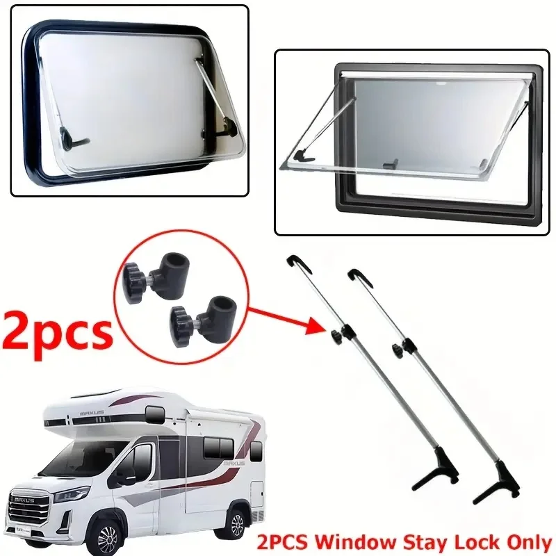 2PC RV Raamsteun Staafknop Telescopisch Aluminiumlegering Voor Camper Trailer Functioneel Zwart Duurzaam RV Accessoires