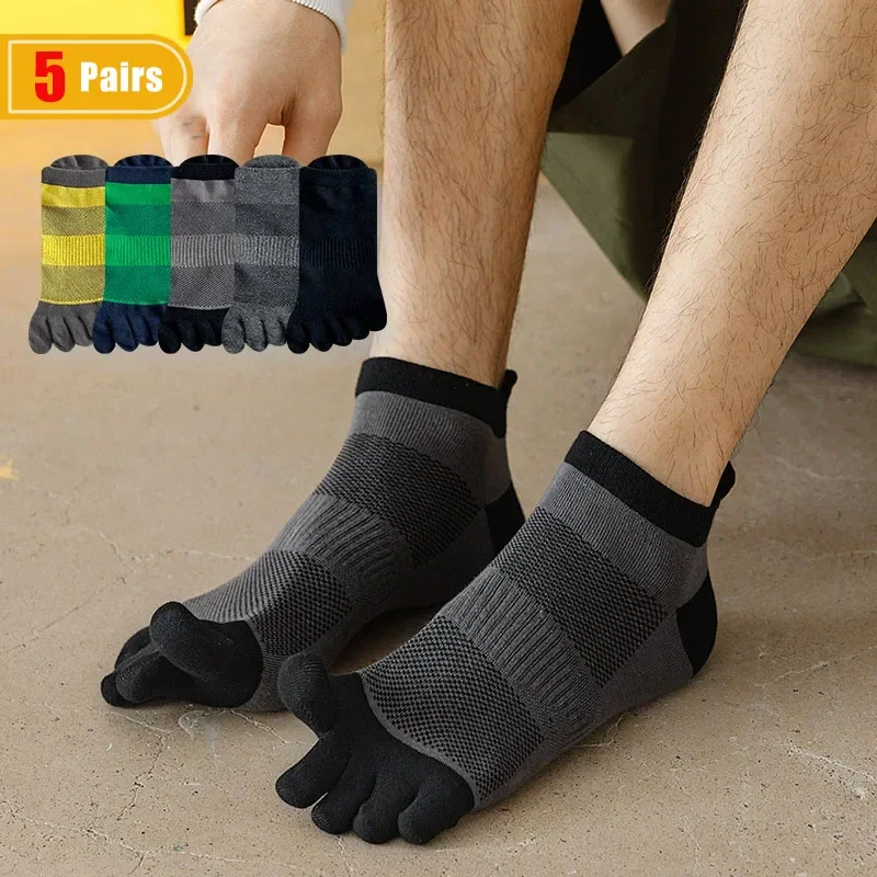 

5 Pairs Mans Five Finger Socks Toe Sport Casual Cotton Mesh Compression Fitness Hiking Cycling Outdoor Bike Ankle Socks Student