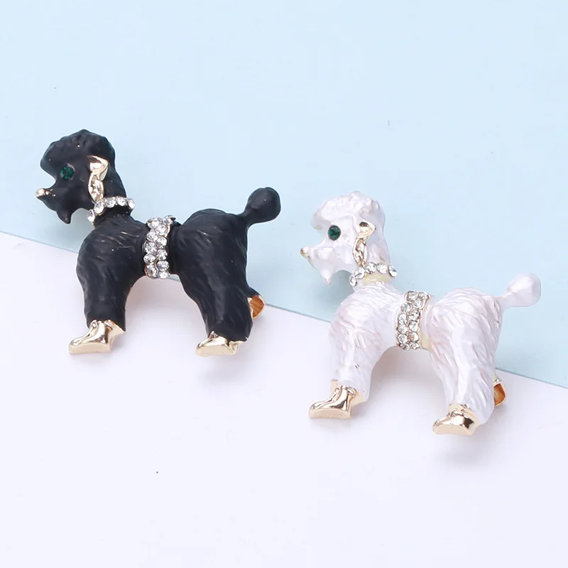 Poodle Dog Brooches Women Unisex 2-color Enamel Cute Animal Party Casual Clothing Suit Coat Bag Accesories Pins Jewelry Gifts