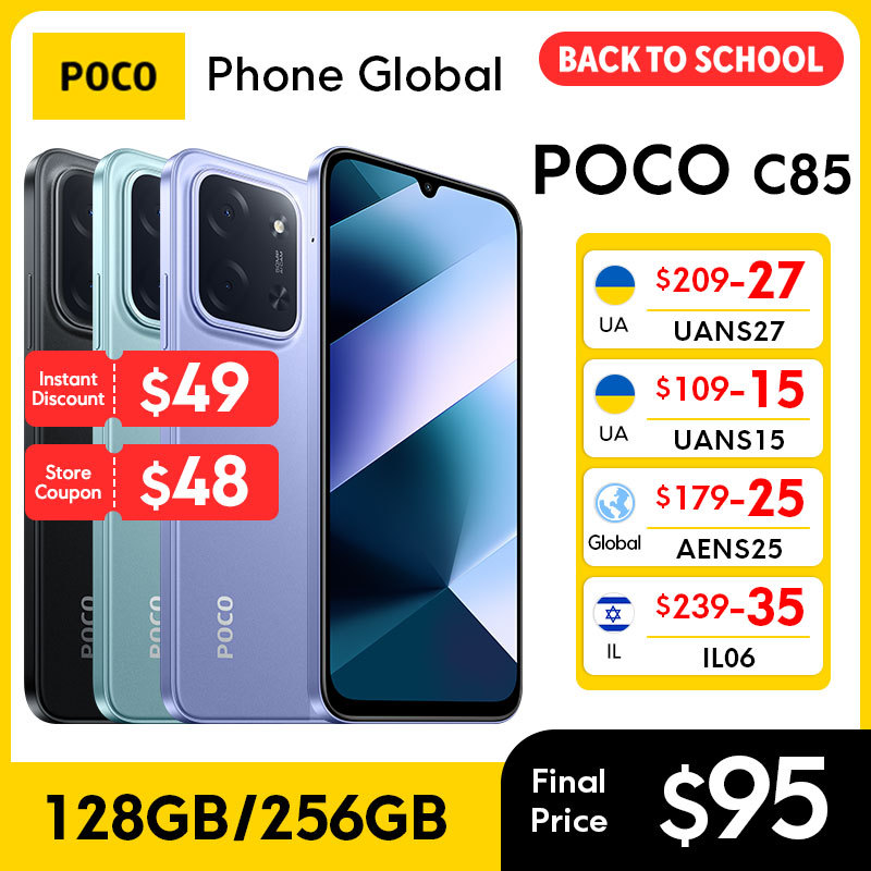  New POCO C85 Global Version Smartphone 128GB 256GB MediaTek Helio G81-Ultra 6.9" Dot Drop Display 50MP Main Camera 6000mAh NFC 