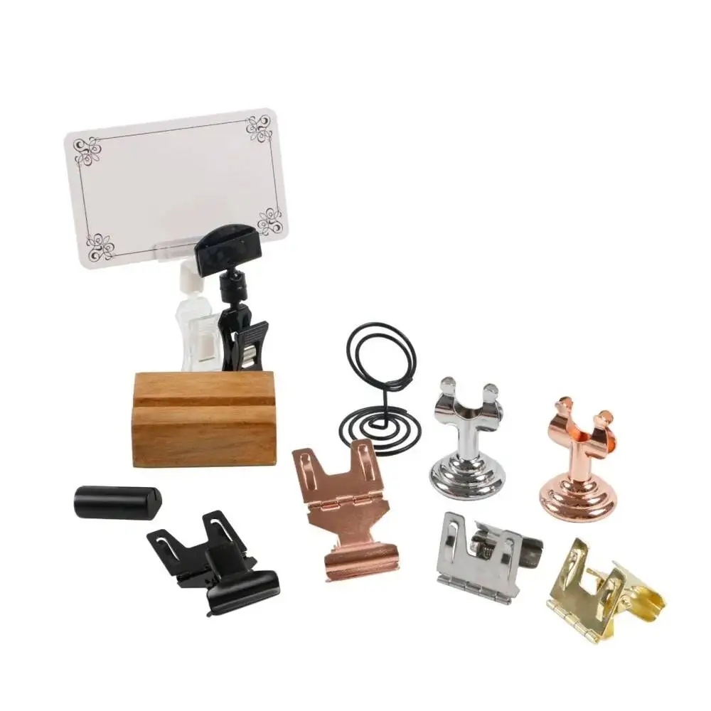 

5Pcs Sign Holder Metal Place Card Price Tag Display Table Numbers Slot Stand For Wedding Receptions Events Cafe Buffet