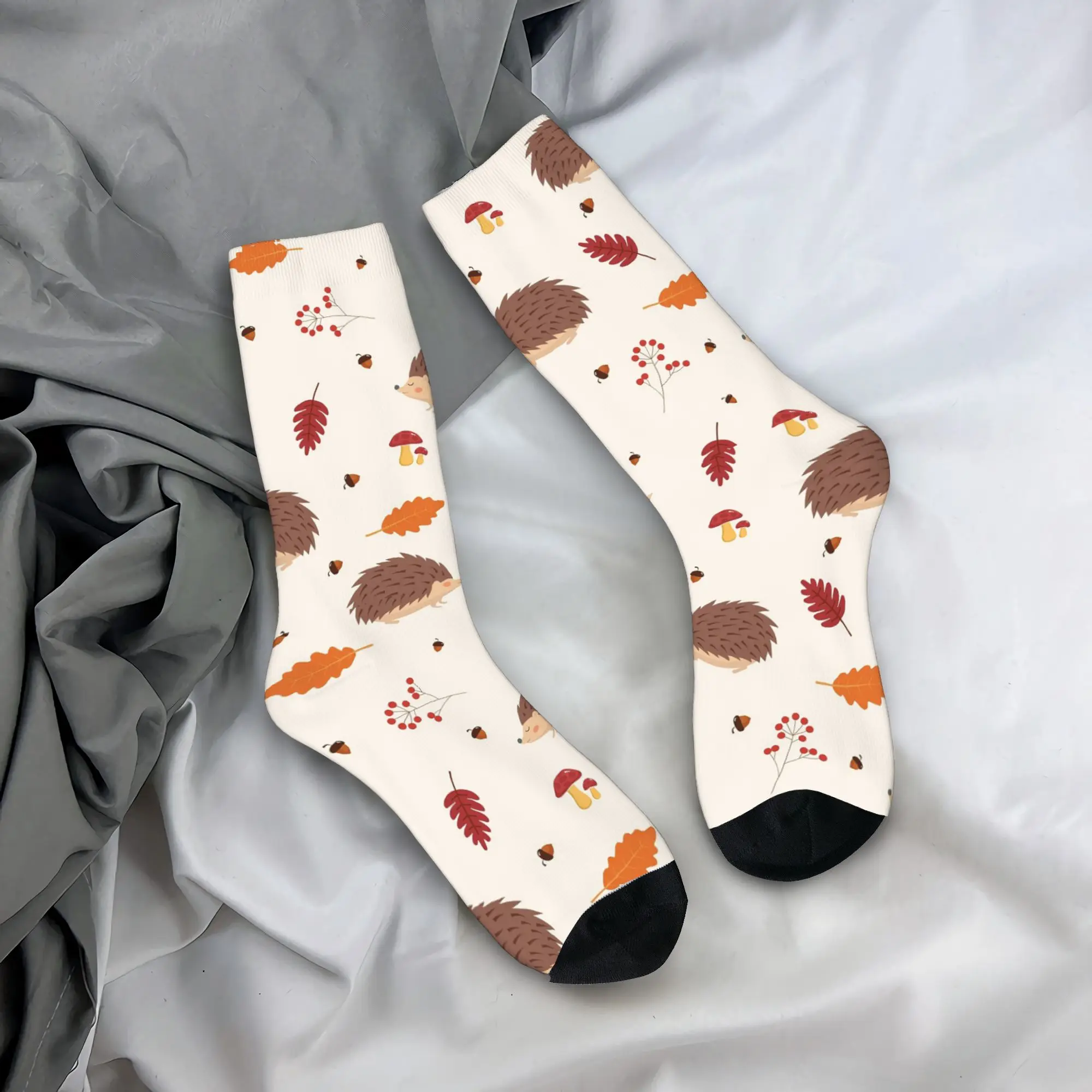 

Носки на все сезоны с изображением ежиков и желудей, длинные носки в стиле Харадзюку, аксессуары для мужчин и женщин