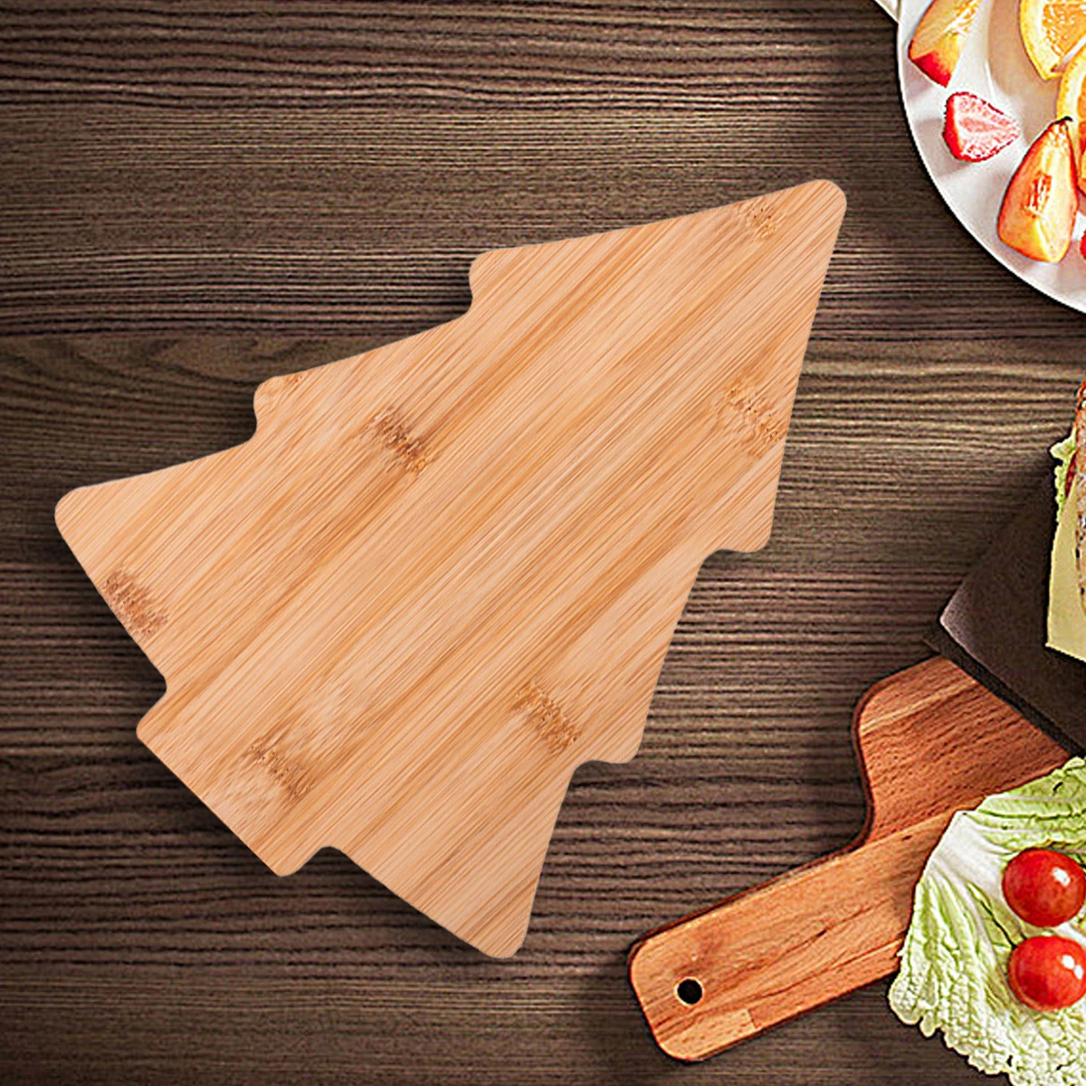 Christmas Tree Shaped Bamboo Serving,Vegetable Cutting Board Vintage,Mini Small Irregular Bamboo Cheese Board And Grill Serving