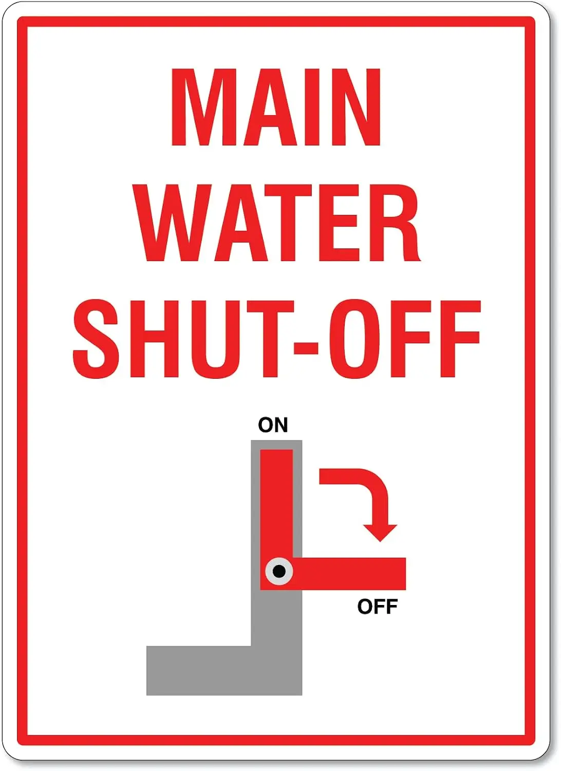 Metal Tin Sign Main Water Shut-Off Sign Directional Signs Caution Danger Safety Security Warning Notice Signs Indoor/Outdoor Use