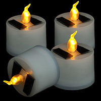 4pcs Solar Lights Waterproof LED Tea Light Candles Solar Powered Outdoor Garden Decoration Flameless Wax