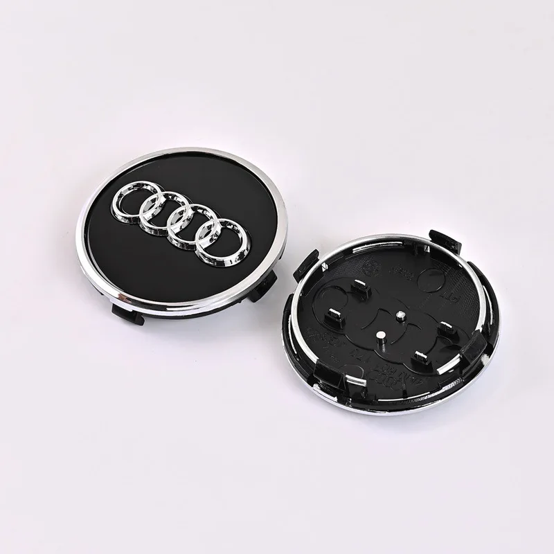 Estilo do carro Cap Wheel Center, Hub Covers, Emblema para Audi A3, A4, A5, A6, A7, A8, S4, S6, 60mm, 61mm, 68mm, 69mm, 77 milímetros, 4 PCes