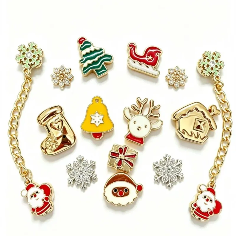 Christmas Style DIY Holey Shoes Flower Accessories Girls Boys Shoe Accessories Reindeer Santa Claus Shoe Chain Decorations Gifts