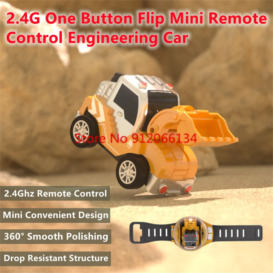 Intellekt uell Interesse ein Klick Flip Mini RC Auto 2,4g Uhr Design coole Beleuchtung mehrere Spiel Fernbedienung Engineering Auto