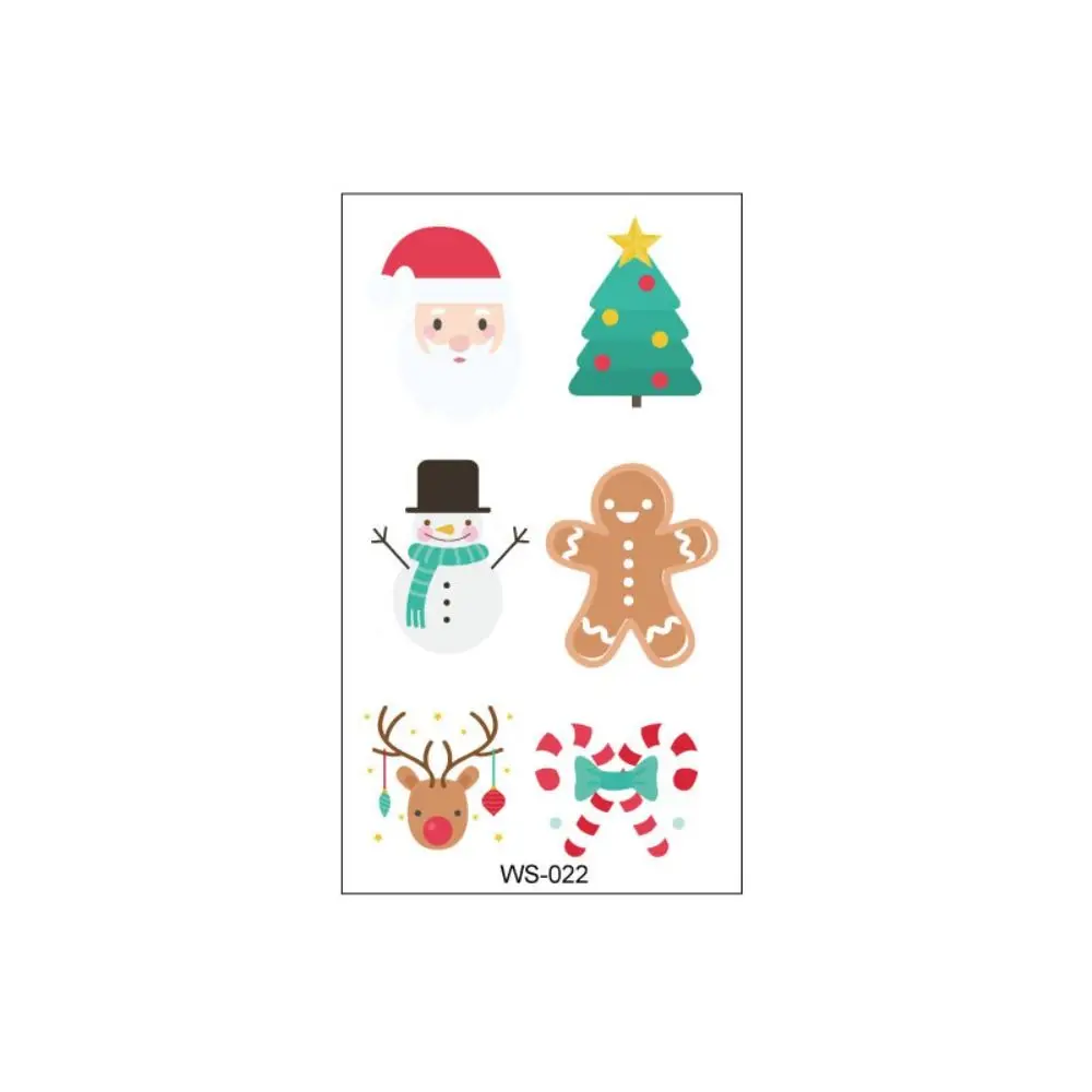 30sheets Elk Candle Tattoo Stickers Snowman Waterproof Santa Claus Stickers Cartoon Body Art Christmas Disposable Tattoos Men