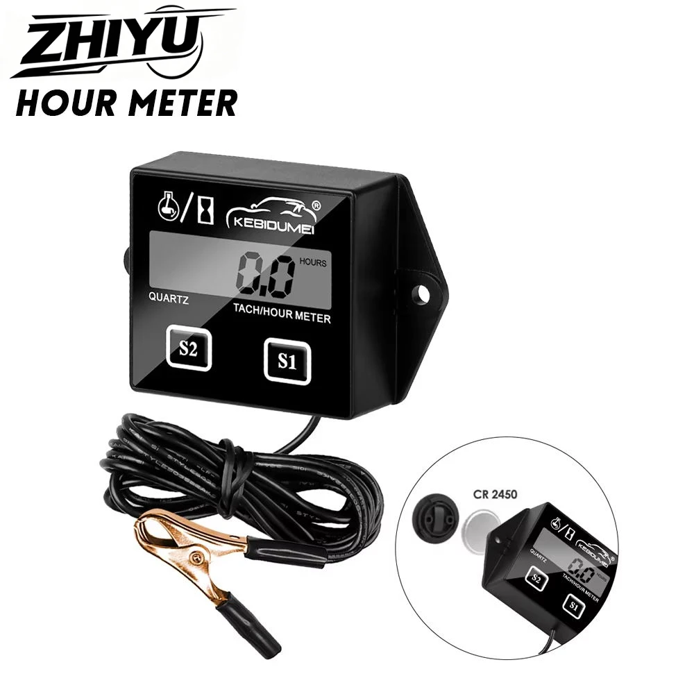 ZHIYU Digital Motor Speedmeter Engine Hour Meter Tachometer Gauge RPM LCD Display 2/4 Stroke Motorcycle Accessories