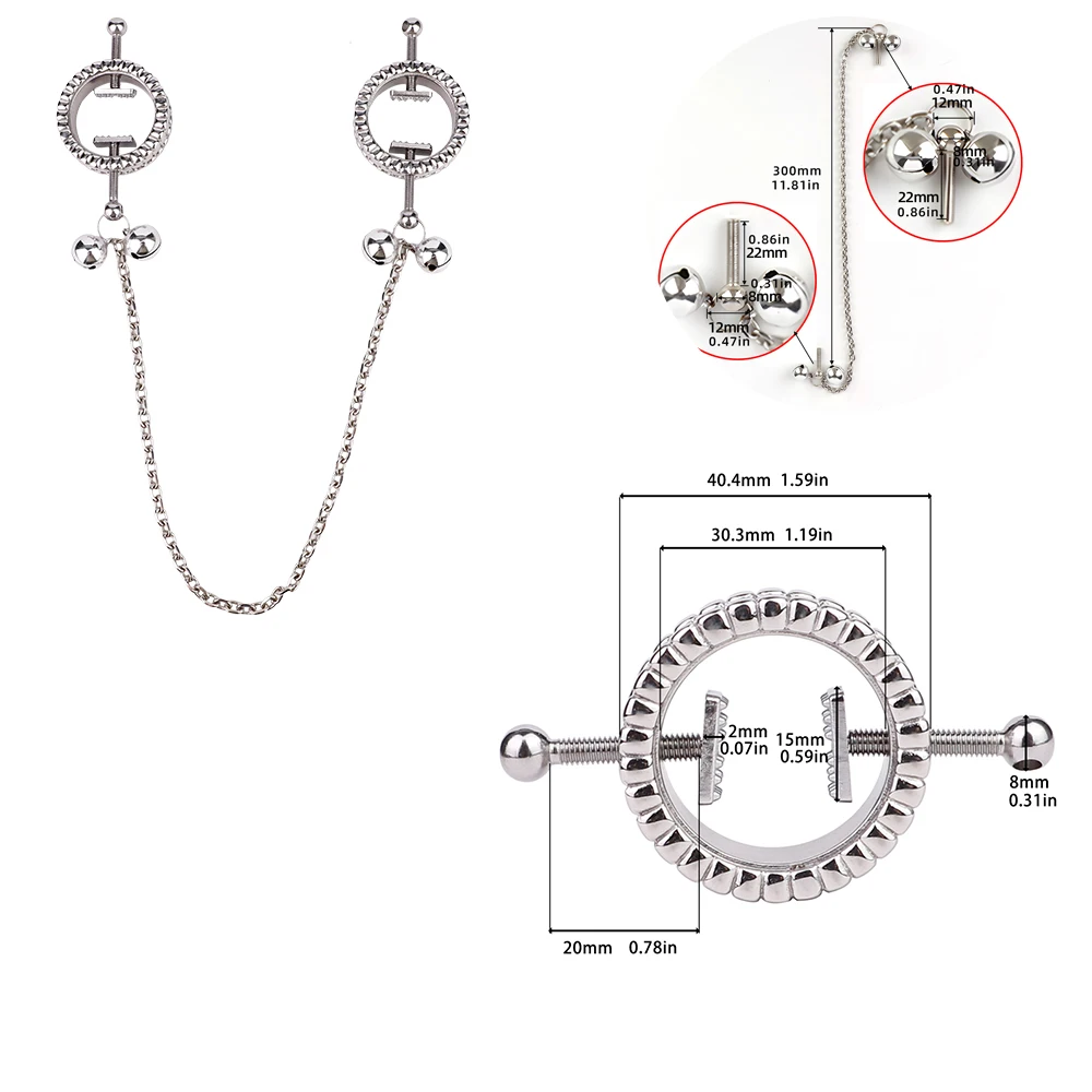 QKKQ 1 Pair Fetish Nipple Clamps With Metal Chain Beads Erotic BDSM Roleplay Breast Stimulate Couple Flirting Sex Toy Shop