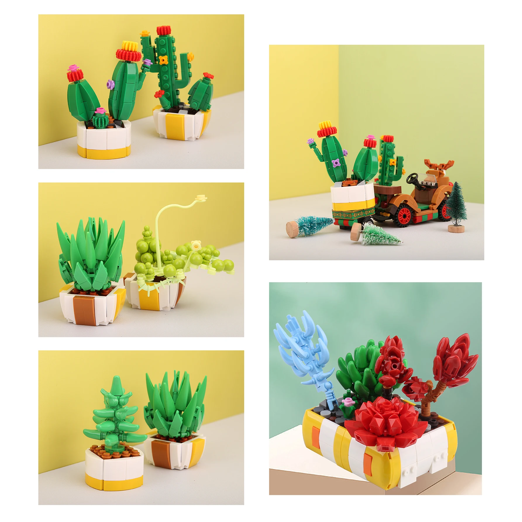 

Cute Succulent Potted Plant Building Blocks for Girl DIY Romantic Eternal Flower Bricks Model Mother Birthday Gifts