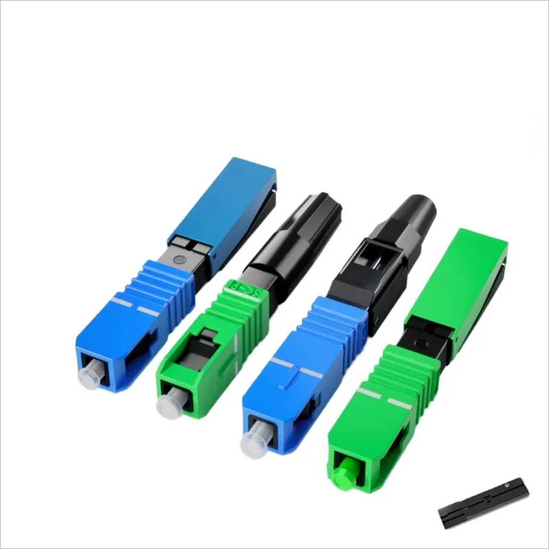 SC UPC APC Pre-polish Rapid Assembly FTTH Optical Fiber Fast Connector Blue Green For Field Optical Cable Termination Operations