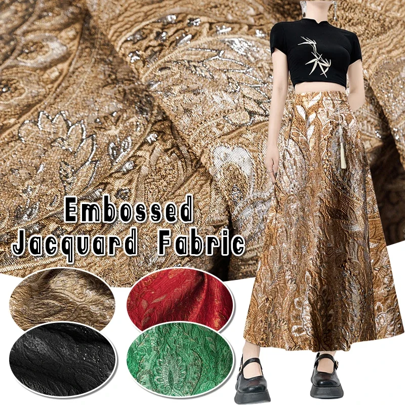 

Ретро Европейский придворный стиль 3D текстурированная жаккардовая ткань с тиснением из смесового шелка для DIY куртки, юбки, шитья одежды