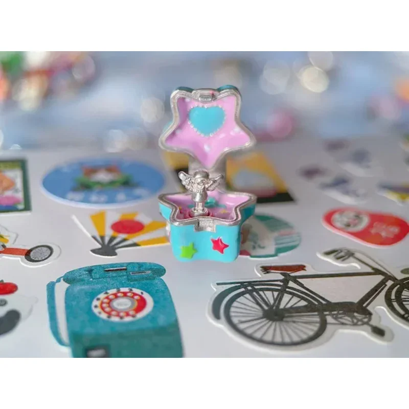 Pré-venda 925 prata esterlina estrela azul Polly Pocket charme talão com mini boneca para pulseira Pandora coleção de jóias europeias M1