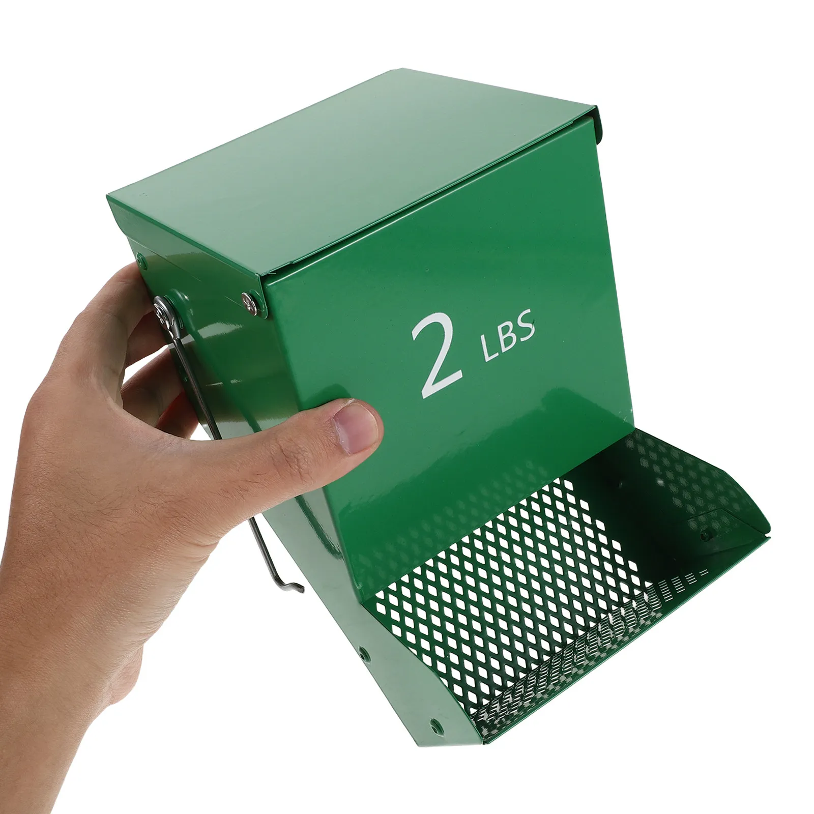 2Set Metal Small Animal Feeder with Lid Large Capacity Airtight Chew Proof Gravity Feeding Trough for Rabbits Guinea Pigs