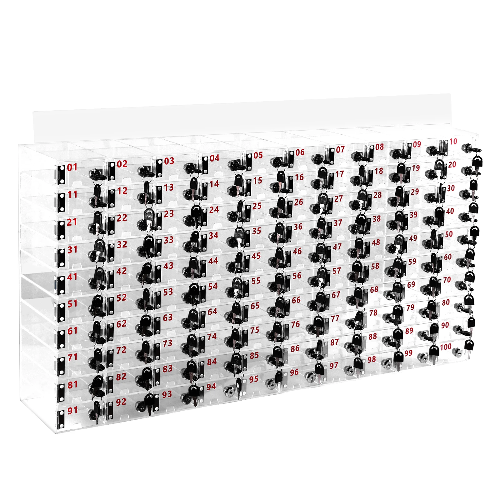 

100 Slots Cell Phone Locker Box with Door Locks and Keys Cell Phone Holder Classroom Clear Acrylic Cell Phone Storage Locker Box