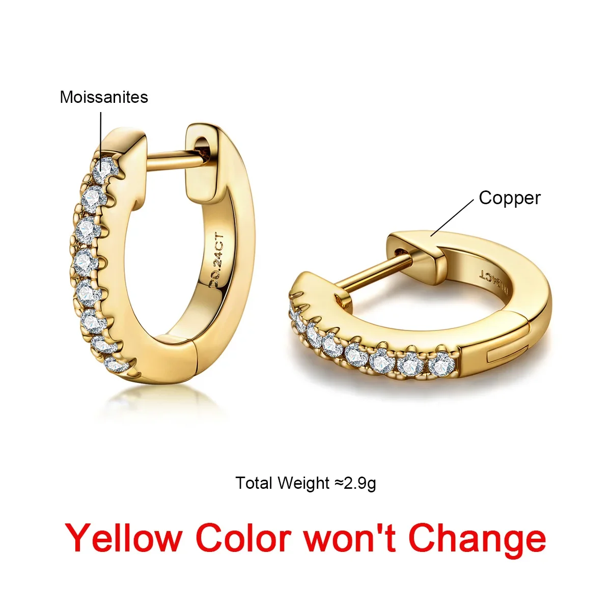 QIBAOKU 1.5mm D Color Moissanite Huggie Hoop Earrings With Certificate Yellow Gold Plated Huggie Earring For Women Gifts 2026