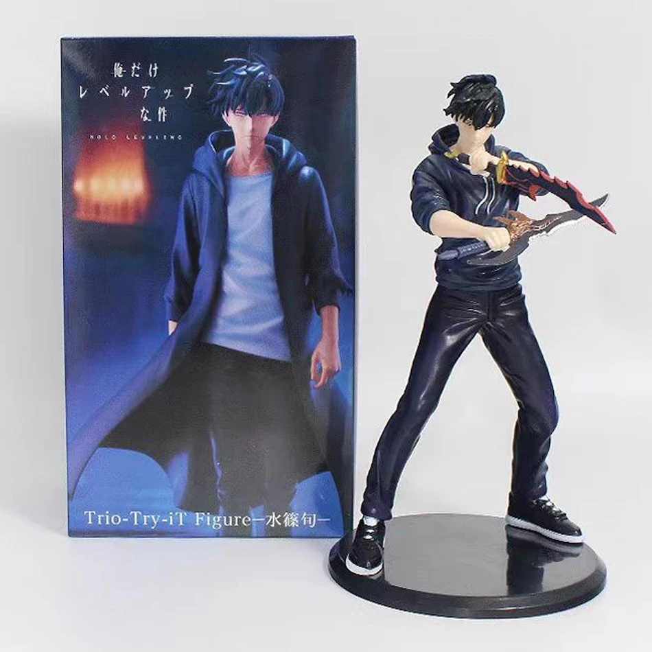 En stock, nivelación de suelo (versión anime), figura de acciónsung jinwoo, 21cm, pvc, modelo coleccionable, figura, exhibición, mercancía de anime