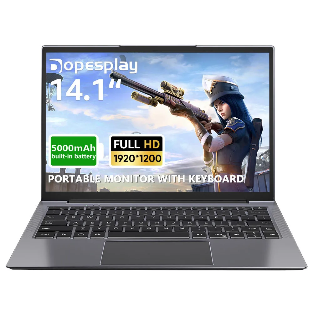 

Dopesplay 14.1inch Portable Lapdock Monitor with Keyboard 1200P IPS FHD Laptop Screen Extender For Samsung Deck Mini PC Laptops