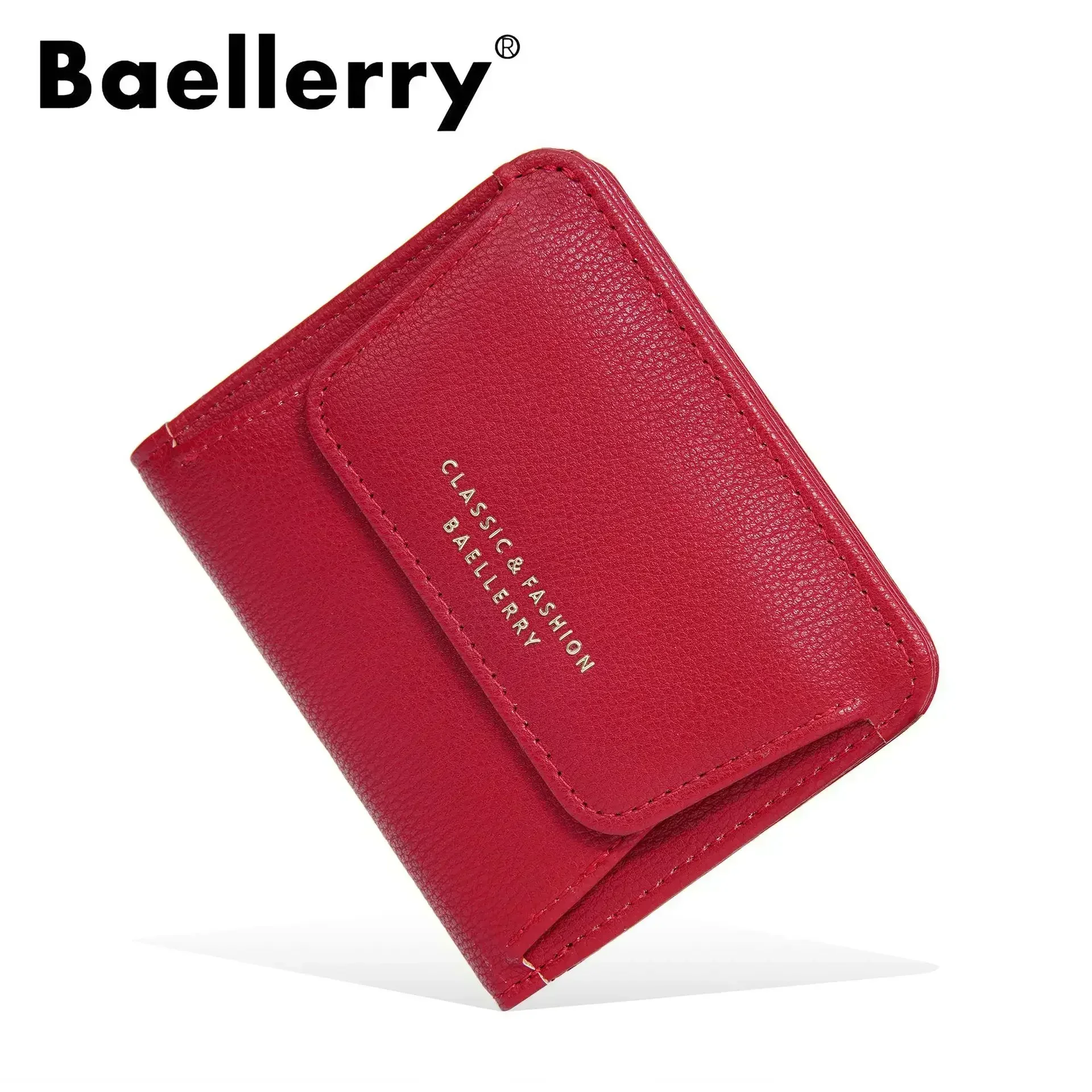 2024New Short Mini Wallets for Women PU Leather Card Holder Solid Coin Purse Female Multi-functional Fashion Small Red Wallet