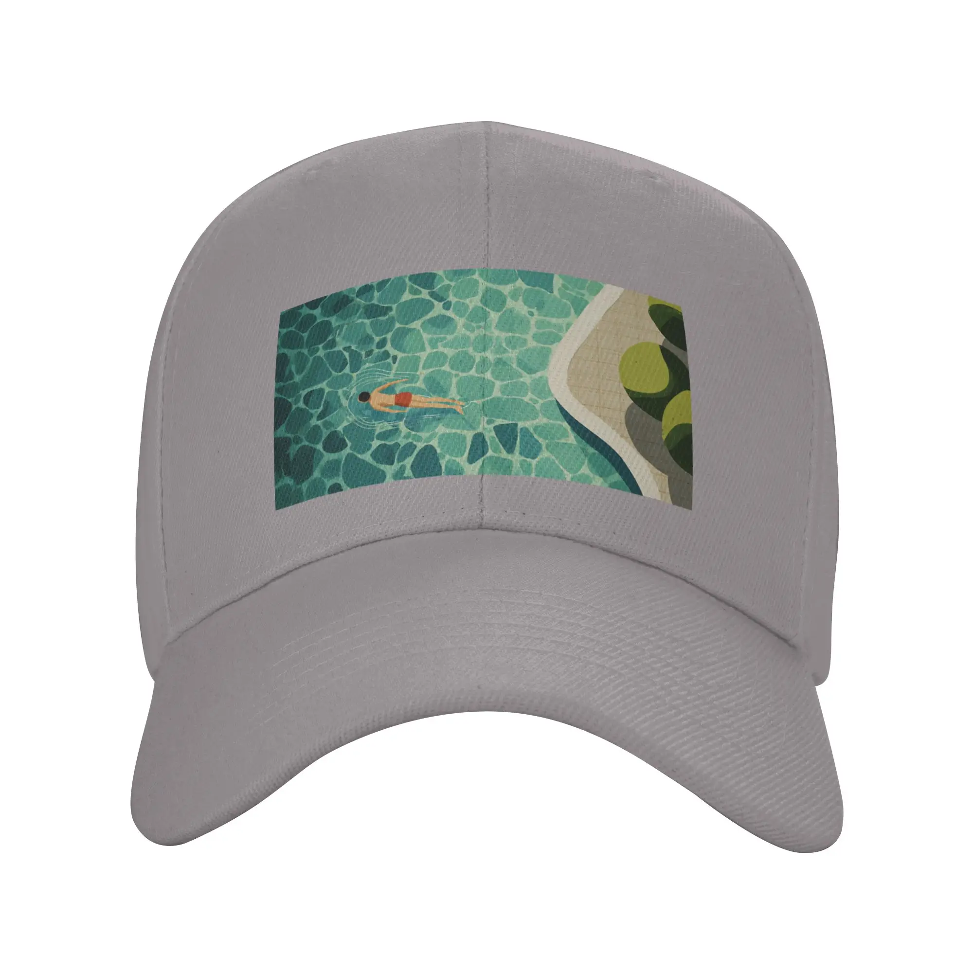 Hot Sale Relaxing Swim in Geometric Pool Baseball Cap  Leisure Sun Cap  Picnic Sun Cap