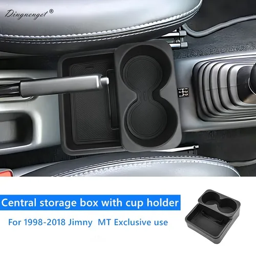 Caja de almacenamiento multifuncional para consola central modificada para coche con portavasos, adecuada para modelo Suzuki Jimny MT 1998-2018
